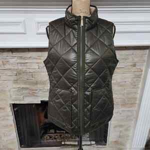 Kate‎ Spade Dark Olive Green Quilted Equestrian Vest Women's Size Medium New!